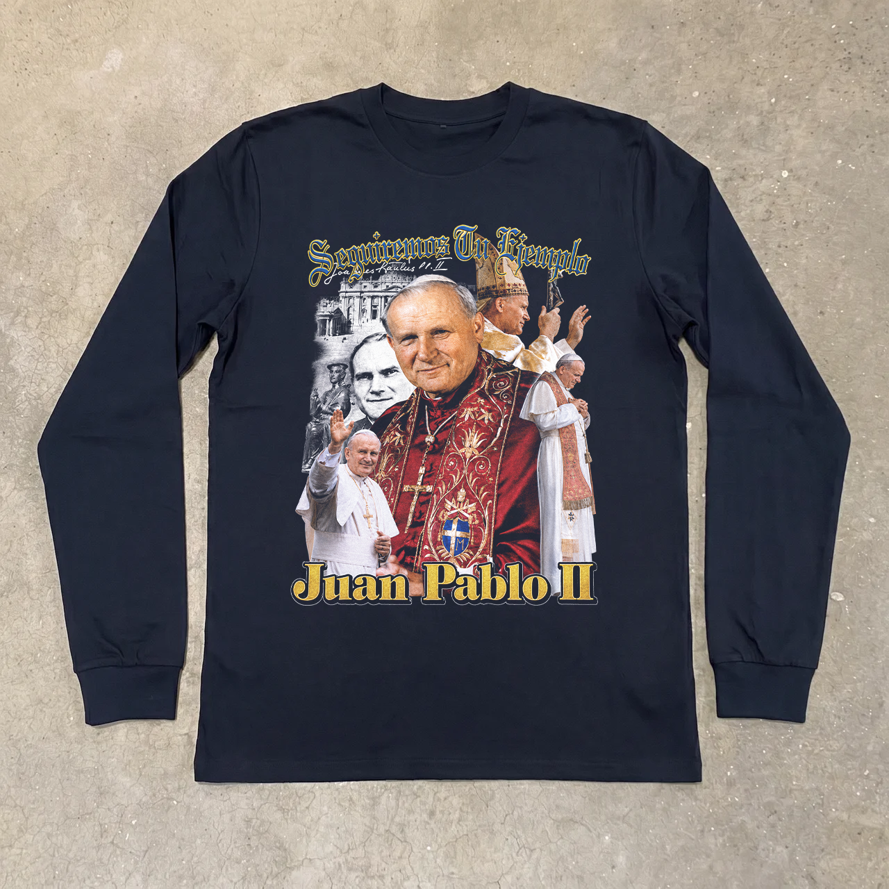 Pope John Paul II 'White Lives Matter' Longsleeve Black Tee