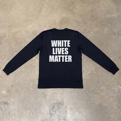 Pope John Paul II 'White Lives Matter' Longsleeve Black Tee