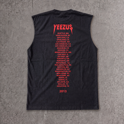 2013 Yeezus Blue Reaper Cut-Off Classic Black Tee